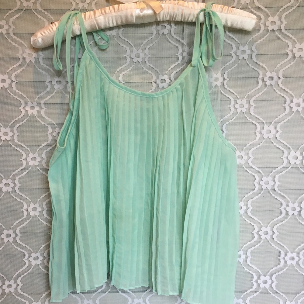 Mint Pleated Crop Tank Top